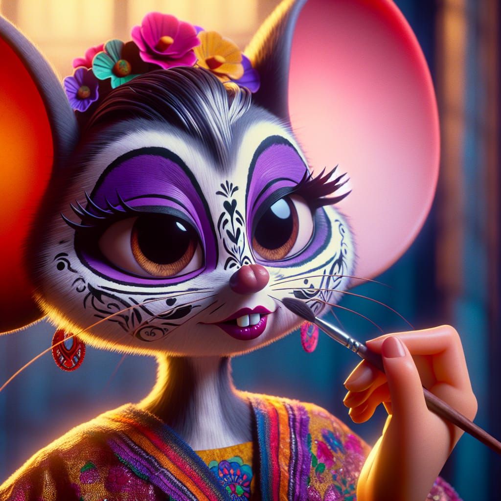 Cartoon Mouse as La Llorona in Animated Style