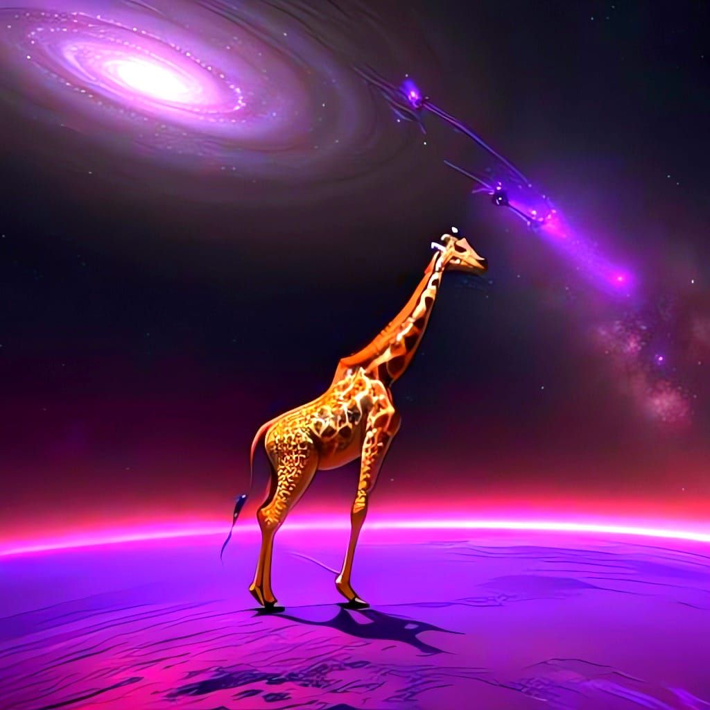 Cosmic Giraffes Engage in Epic Outer Space Battle