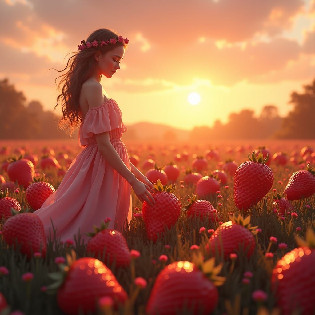 Strawberry Sunset: Dreamlike Concept Art in 8K