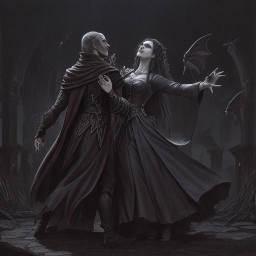 Eerie Vampire Dance in Expressionist Style