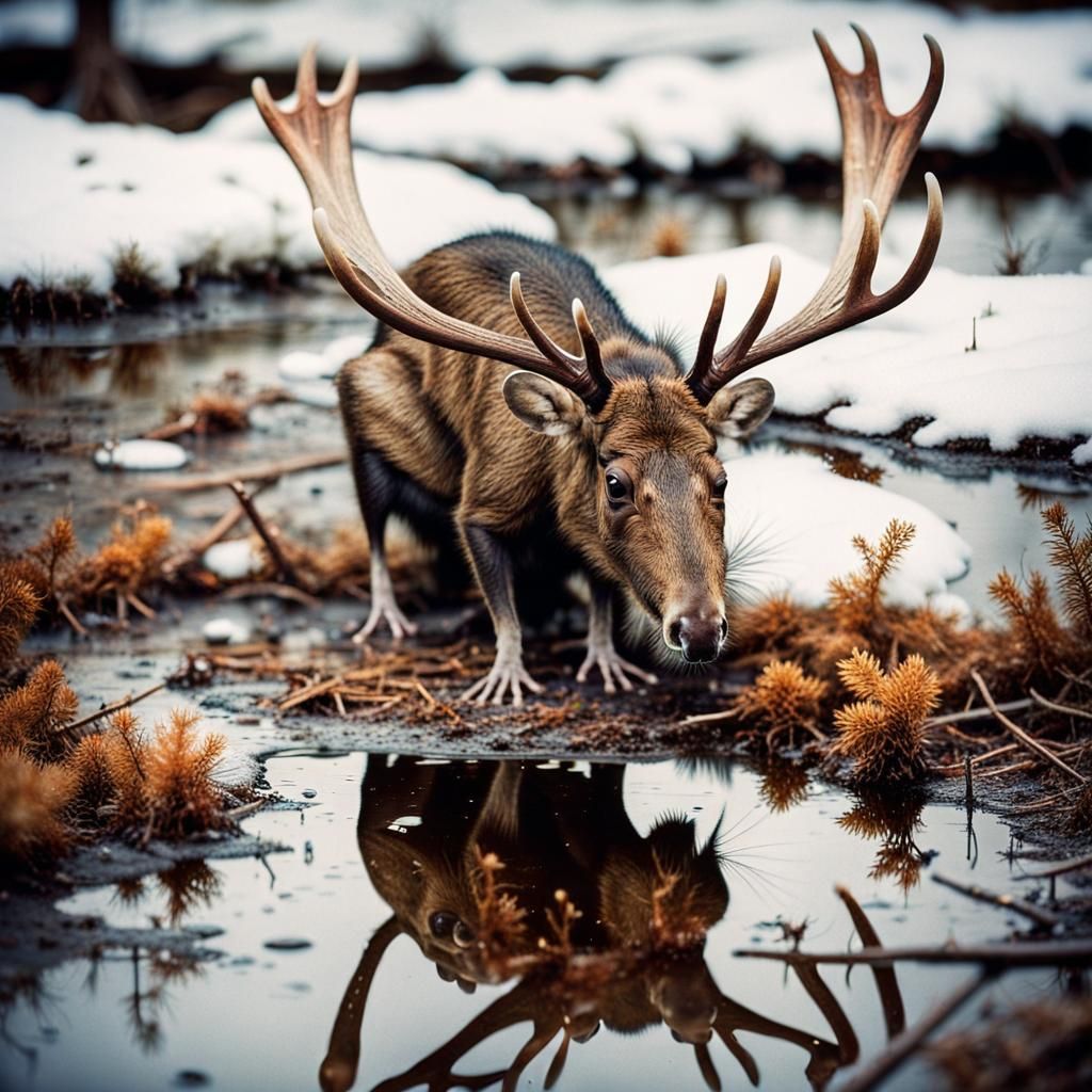 Moose Mouse in Vintage Polaroid Style