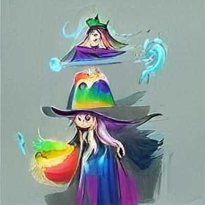 Rainbow Witch Concept Art: Whimsical and Magical