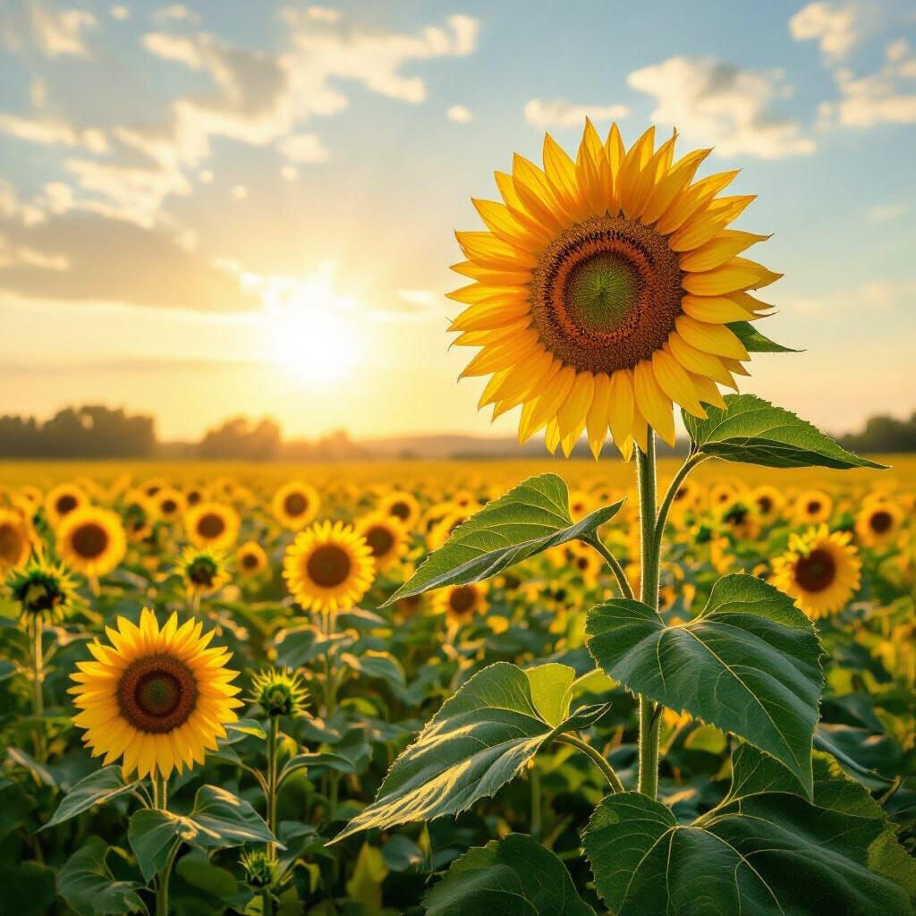 Radiant Sunflower Field: Impressionistic Style