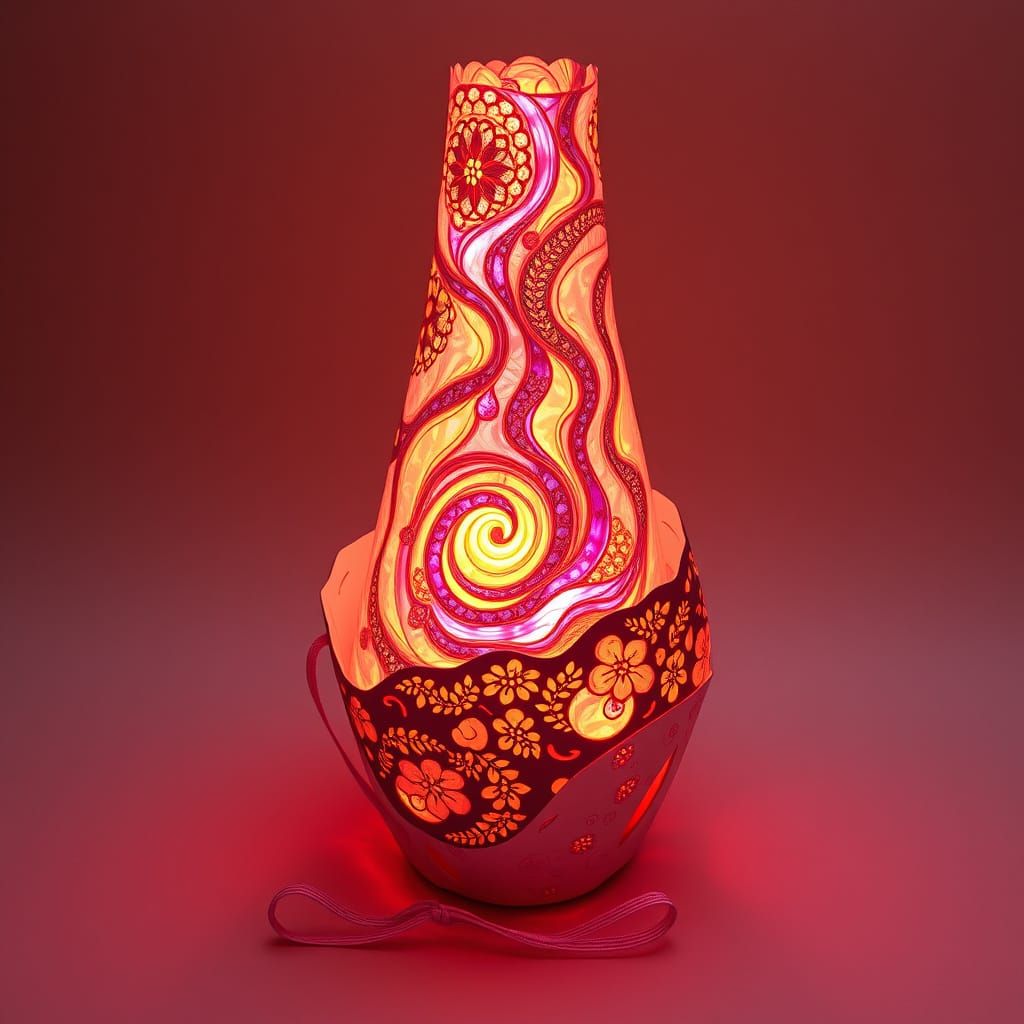 Surrealistic Lava Lamp in Intricate Origami Paper Art