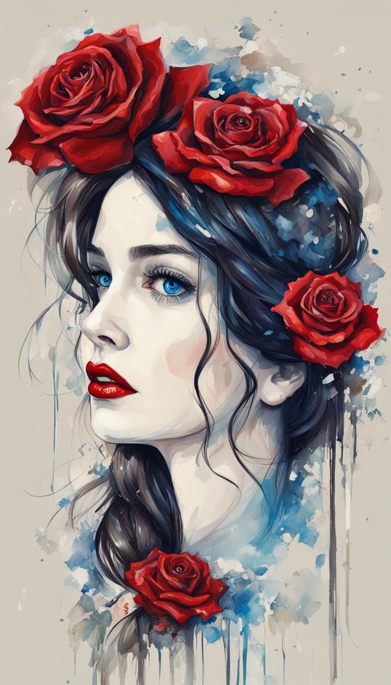 Brunette Woman Portrait with a Rose