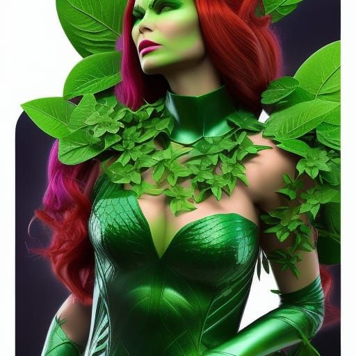 Poison Ivy Covered in Plants: Comic Punk Illustration