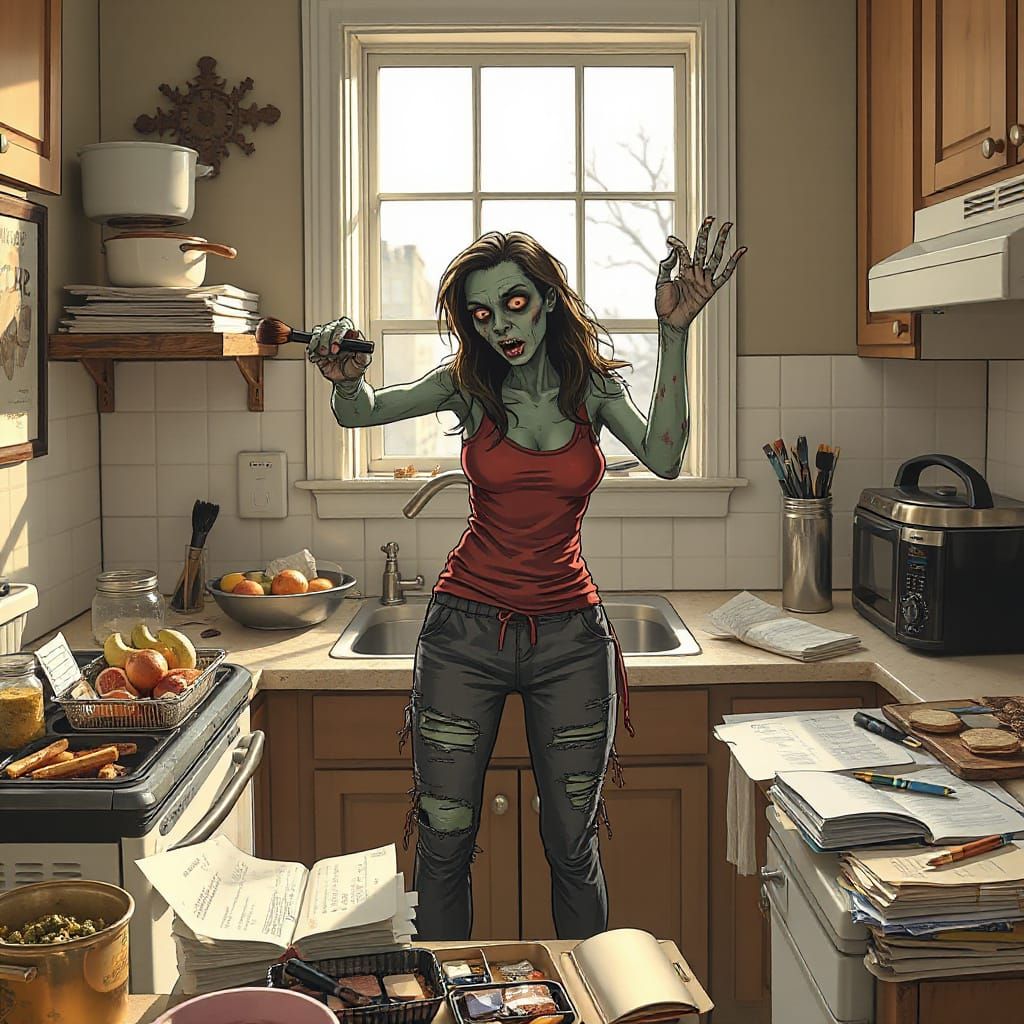Undead Mom's Morning Routine in Torn Yoga Pants
