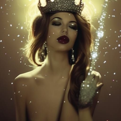 Queen in Sparkly Dress AI Image