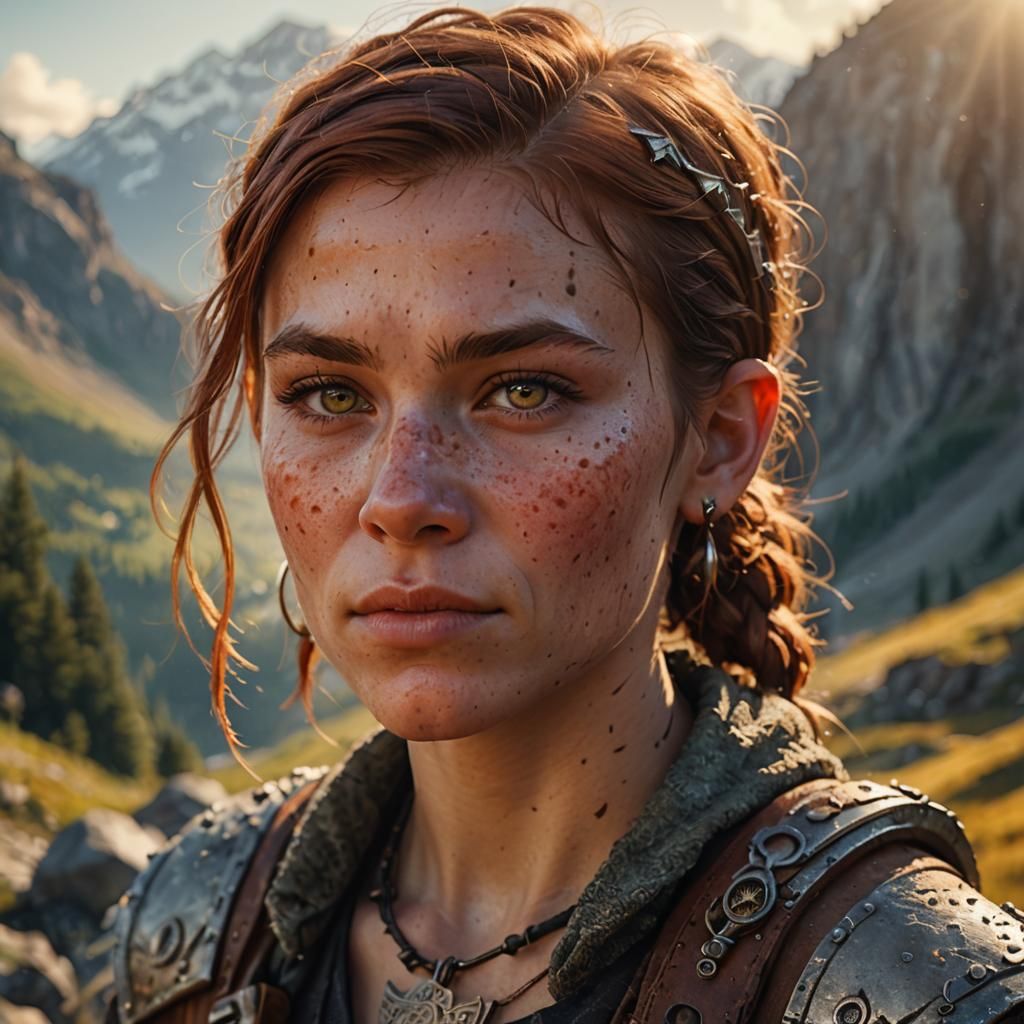 Fantasy Orc Portrait with Mountain Background