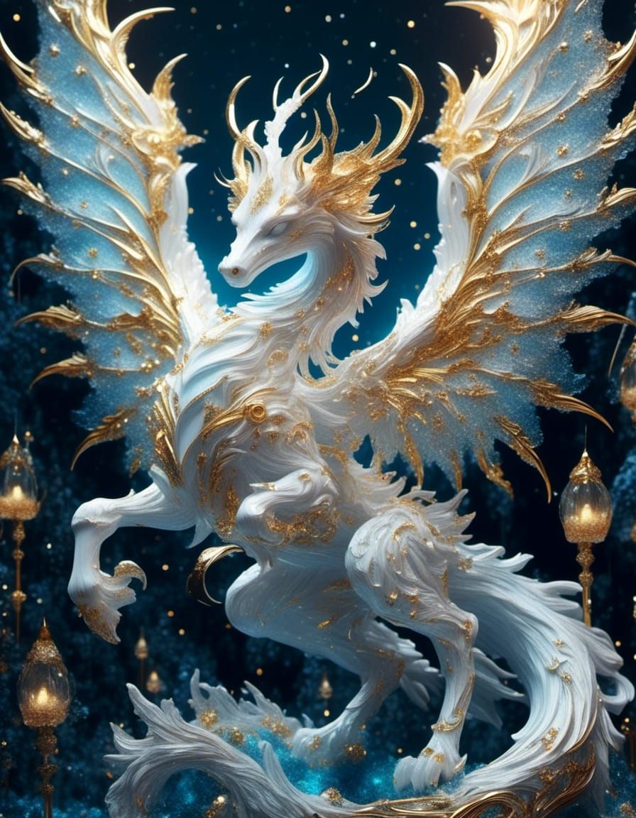 Crystal Dragon in Celestial Fantasy Art