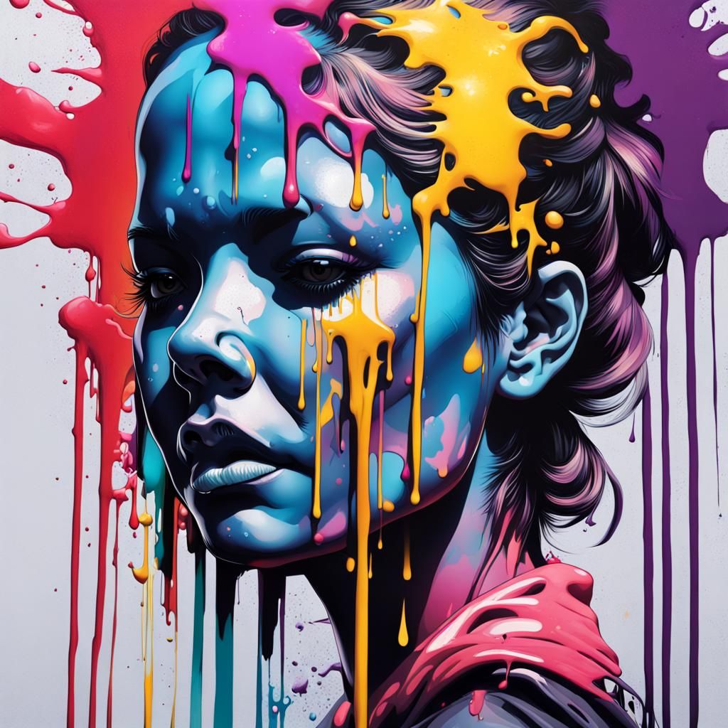 Graffiti Art Double Exposure with Polychromatic Details