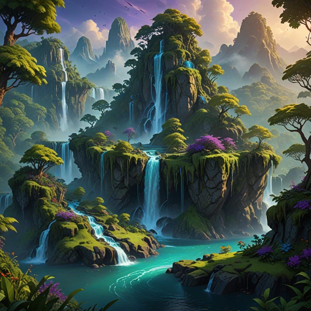 Enchanted Isle in Vibrant Oil Painting