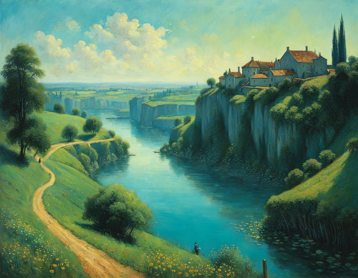 Dreamlike Impressionist Landscape in Dark Fantasy Style