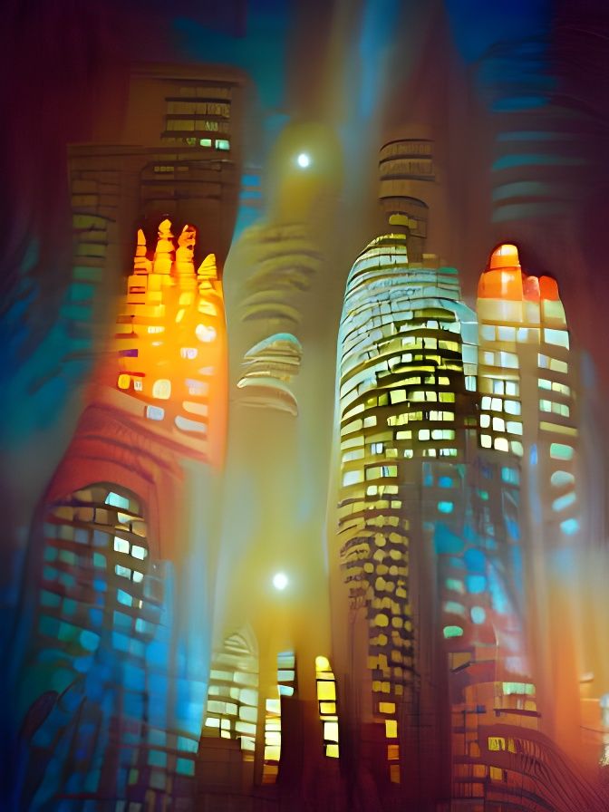 Eerie Lights on Skyscrapers: Volumetric Lighting Artwork