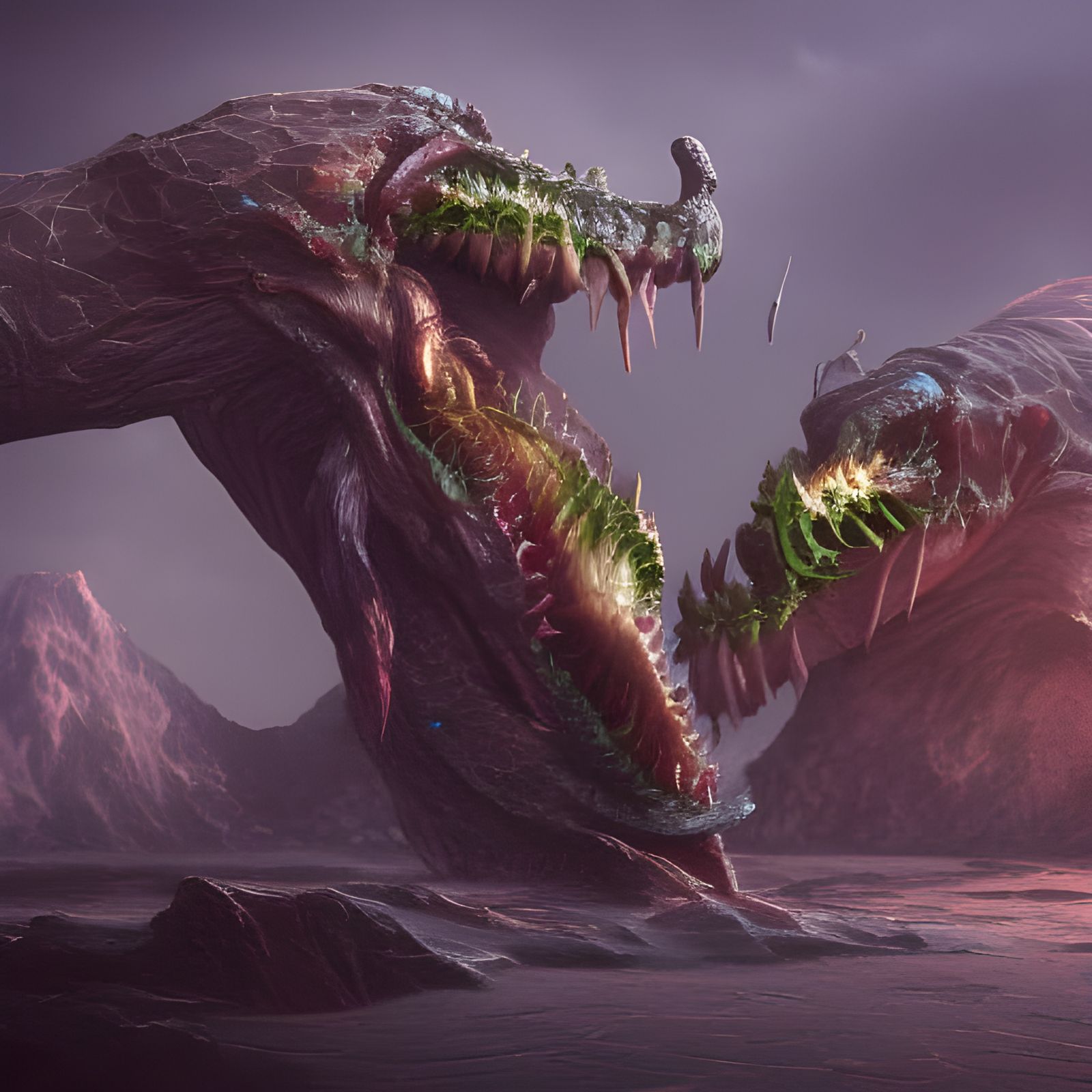 Tongues Wrestling: A Fantastical Matte Painting