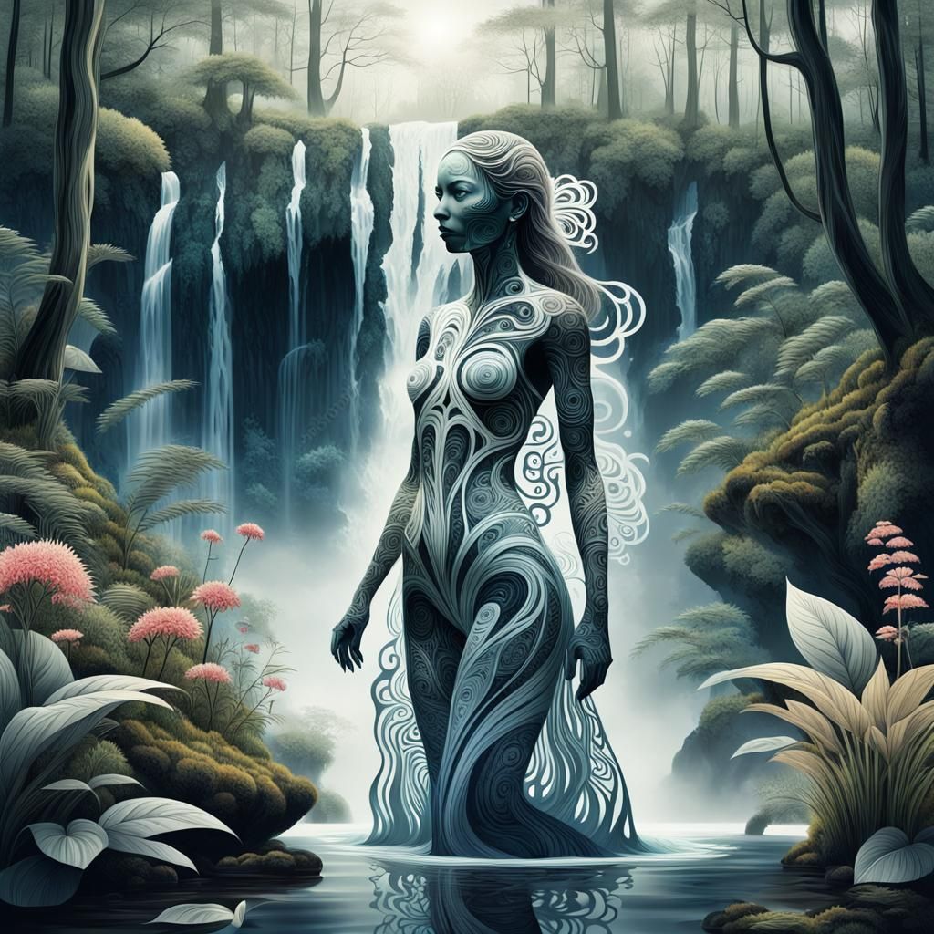 Double Exposure: Woman in Scandinavian Forest Design