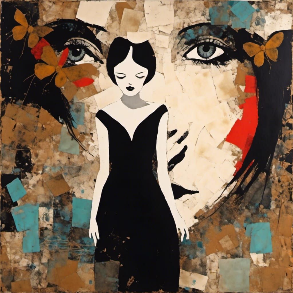 Figurative Collage Portrait in Street Art Style