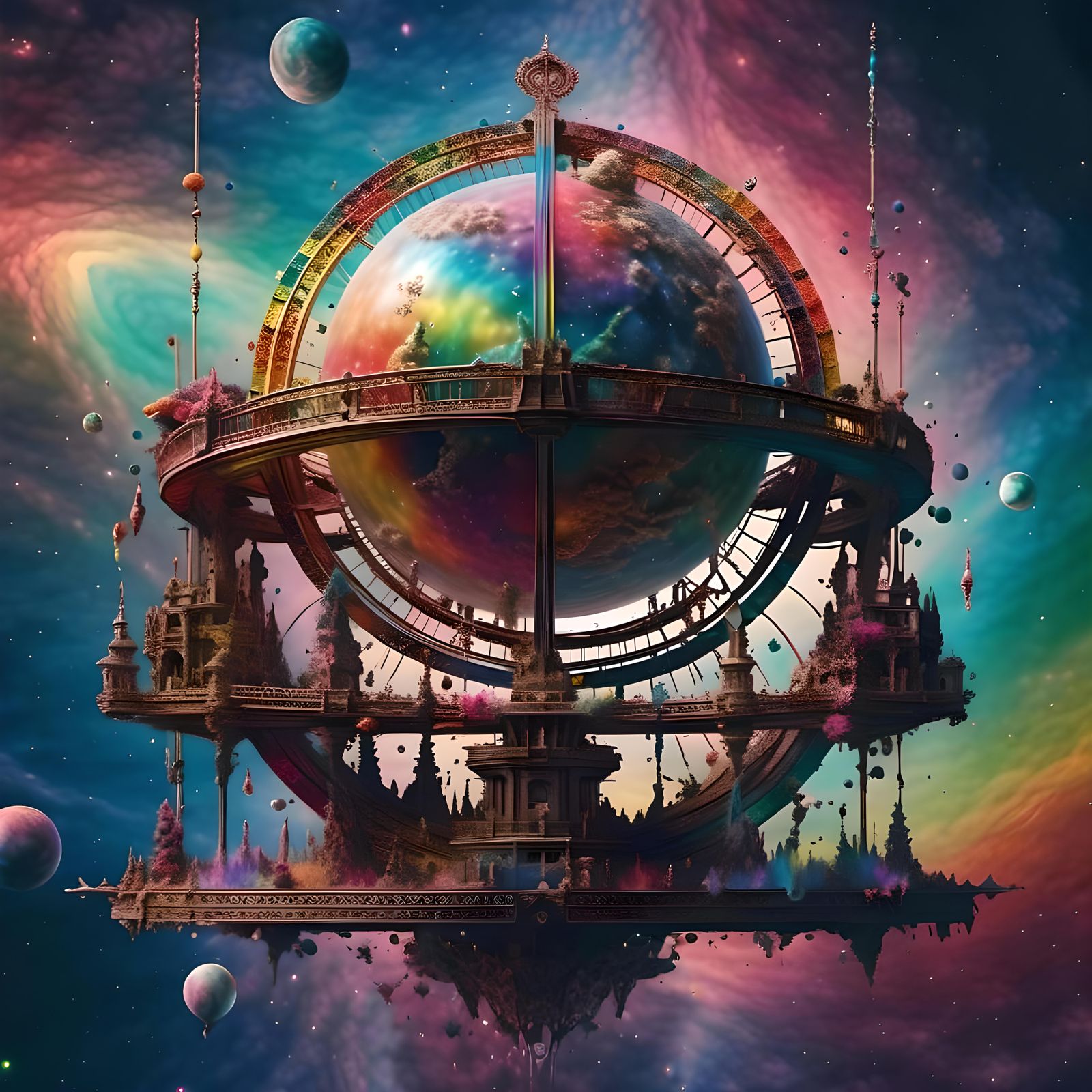 Rainbow Nebulas in Hyperrealistic Style