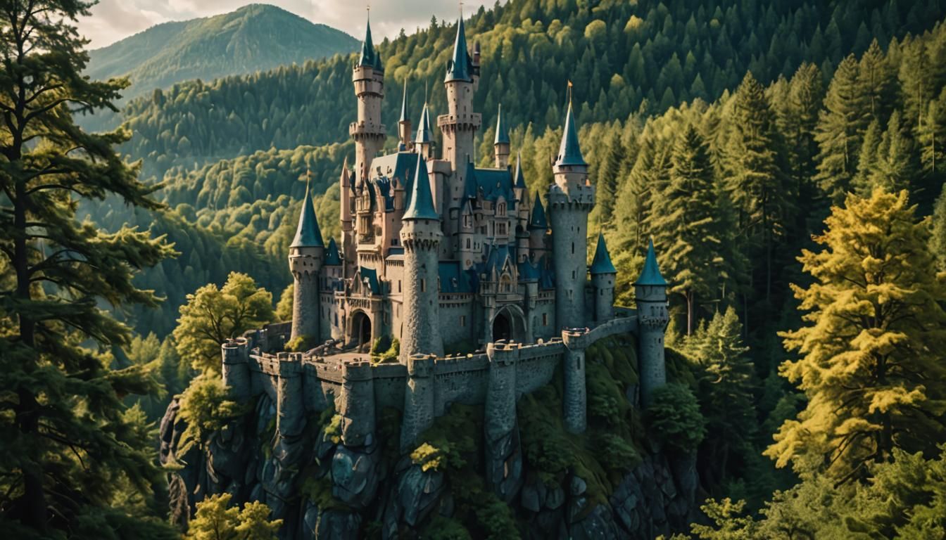 Enchanted Forest Fairytale Castle: Cinematic Film Still