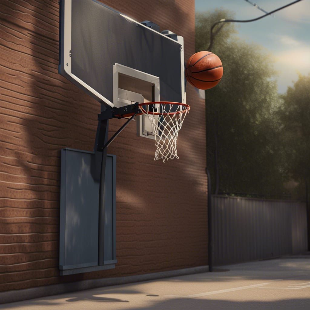 Basketball Players Alley-Oop Dunk in Photo-Realistic Style