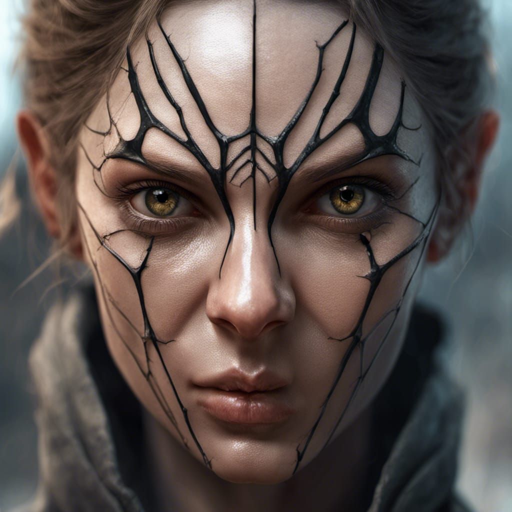 Hyperrealistic Spider-Woman Digital Illustration