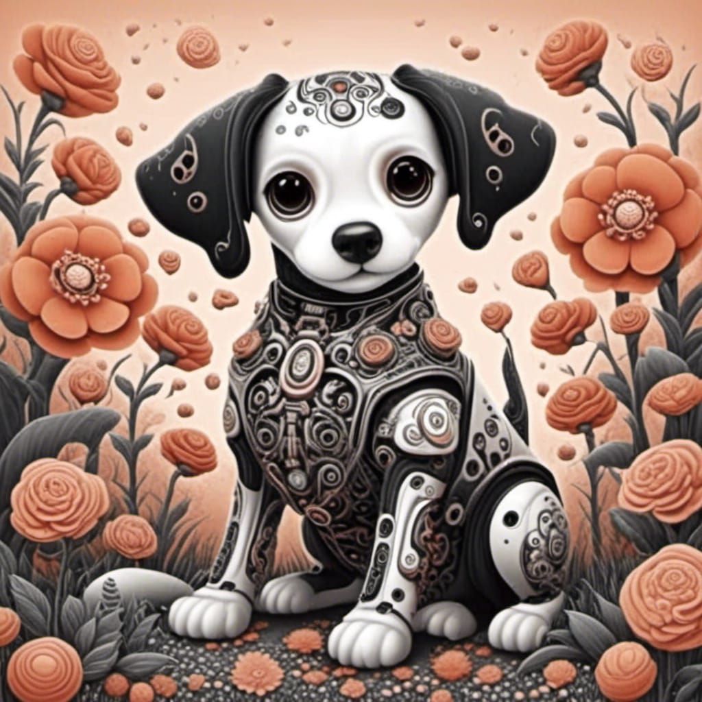 Robot Dog in Flower Garden: Cinnamon Swirls