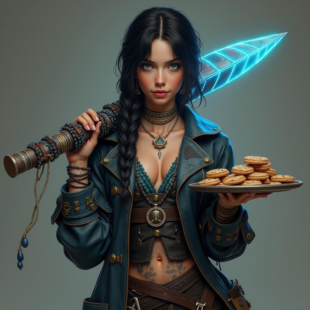 Pirate Girl with Runes Polearm, Concept Art
