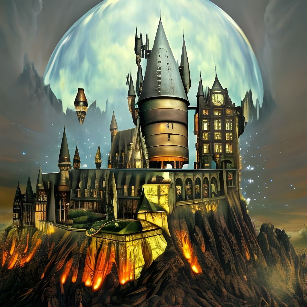 Steampunk Hogwarts in Rainbow Colors