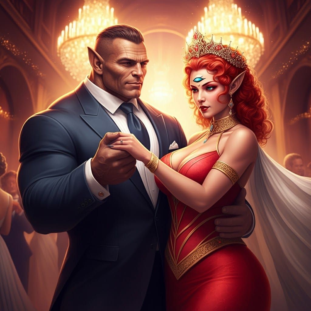 Regal Cyclops Couple Dancing at Royal Ball