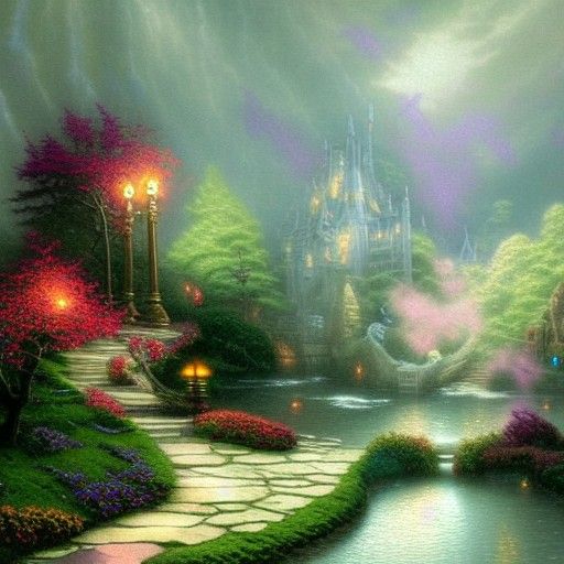 Ethereal Dragon in a Thomas Kinkade Fantasy