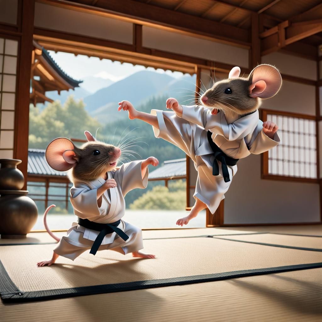 Karate Mice Kumite in Rural Japan