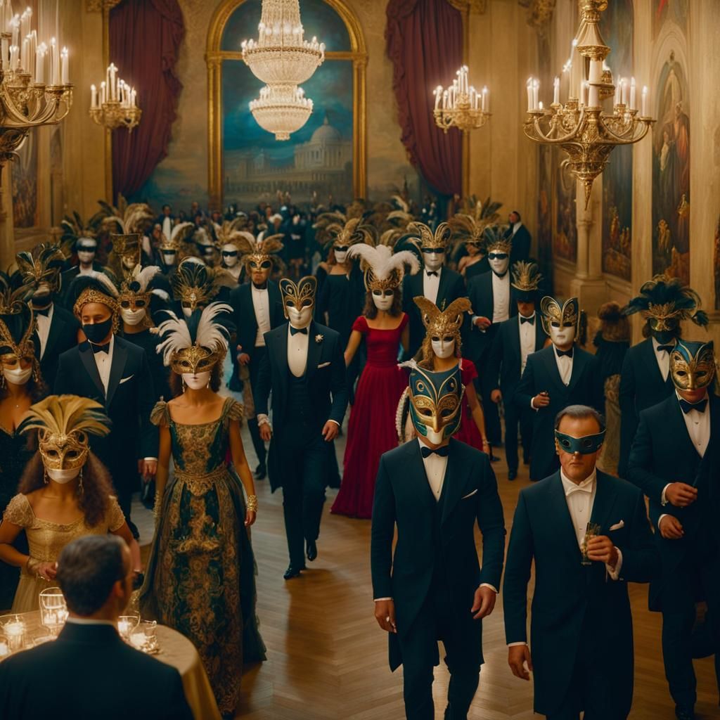 Venetian Masquerade Ball Oil Painting in Da Vinci Style
