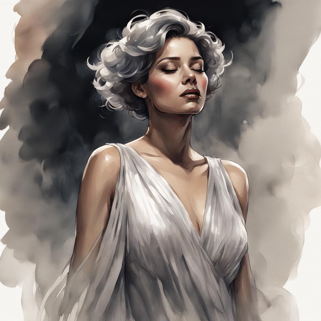 Opera Singer Portrait in Watercolor Style