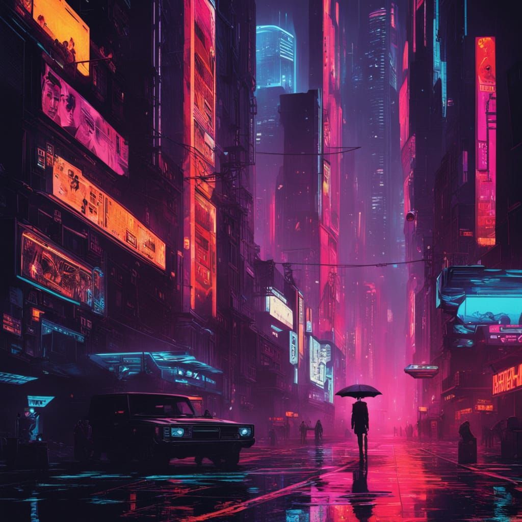 Cyberpunk Cityscape in High-Tech Futuristic Metropolitan Sty...