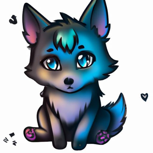 Galaxy Wolf Cub: Adorable Chibi Style