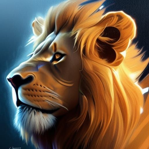 Hyperdetailed Lion Man Portrait in Art Nouveau Style