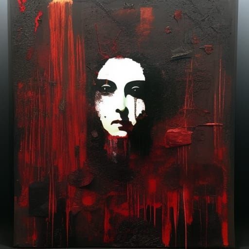 Abstract Horror: Scratch Art in Red and Black