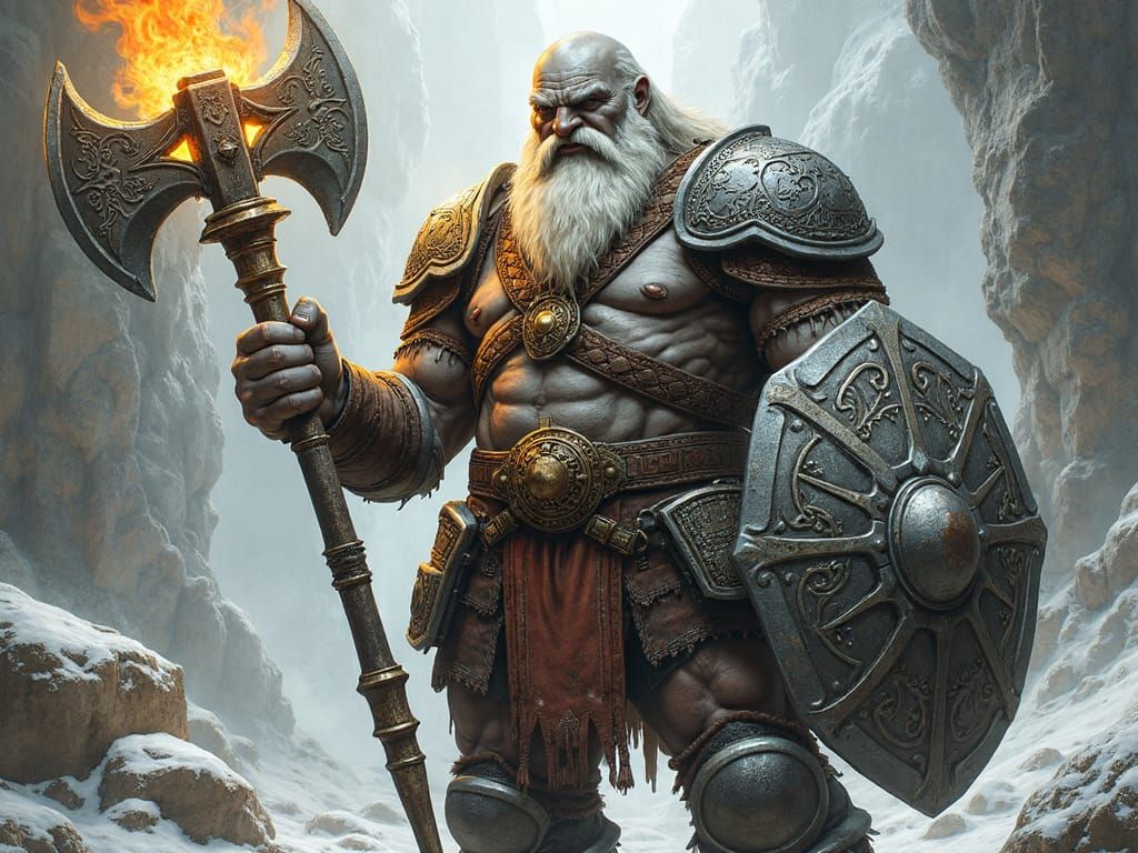 Muscular Dwarf Warrior in Chainmail Armor