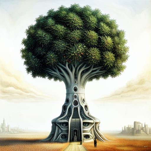 Mechanized Apple Tree in Giger Style