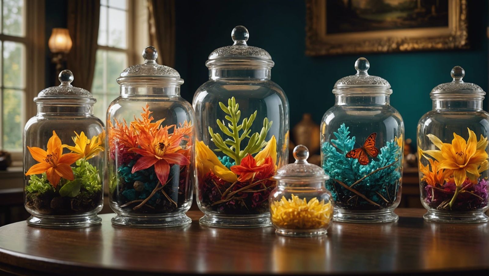 Nature in Jars: Vivid Photo in Luxurious Room