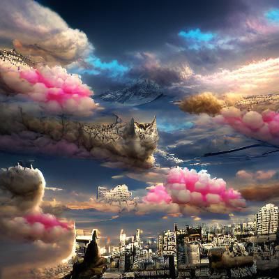 Glamorous Cat in a Sky Scene: Matte Painting