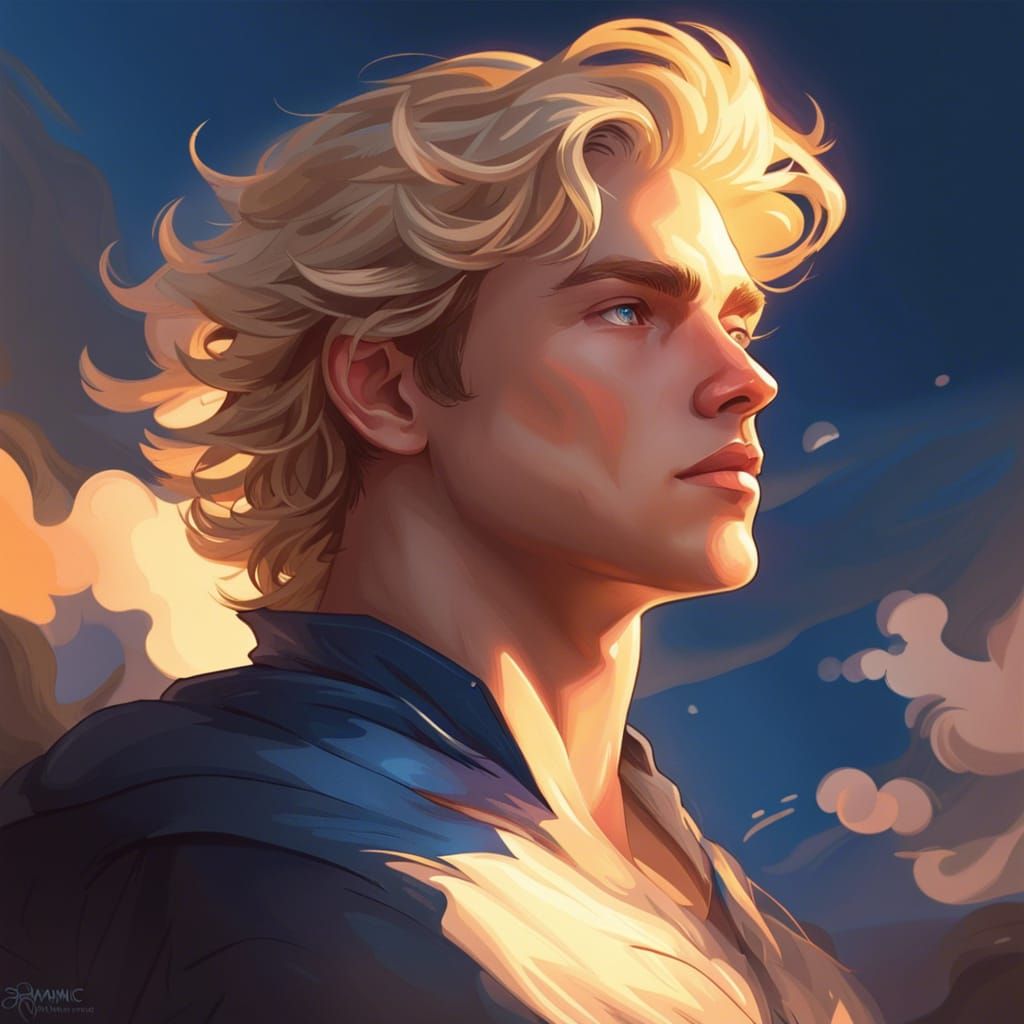 Boy with Blond Hair and Blue Eyes Portrait