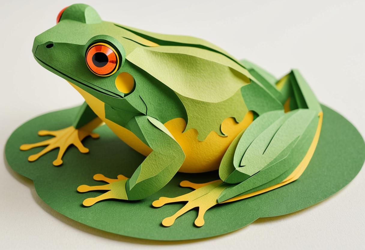 Minimalist Papercut Frog Art in 8K Resolution