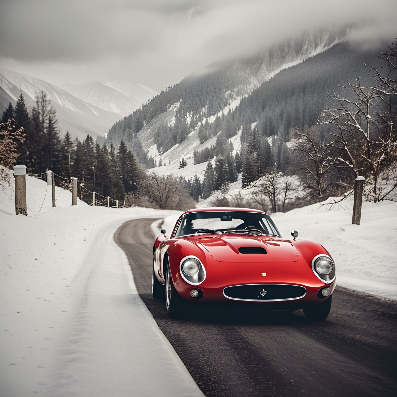 Ferrari 250 GTO on Mountain Road