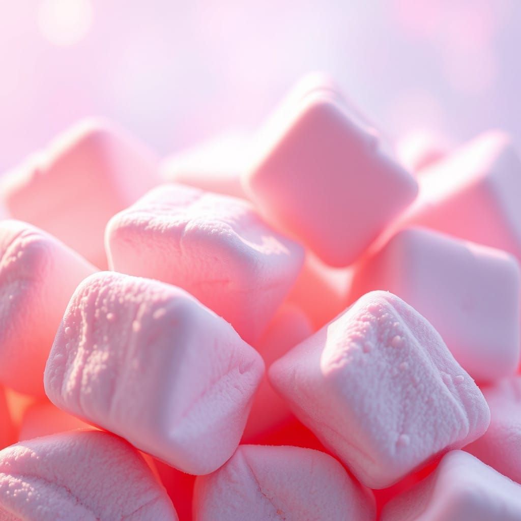 Vibrant Whimsical Marshmallow Wonderland in 3D Anime Style