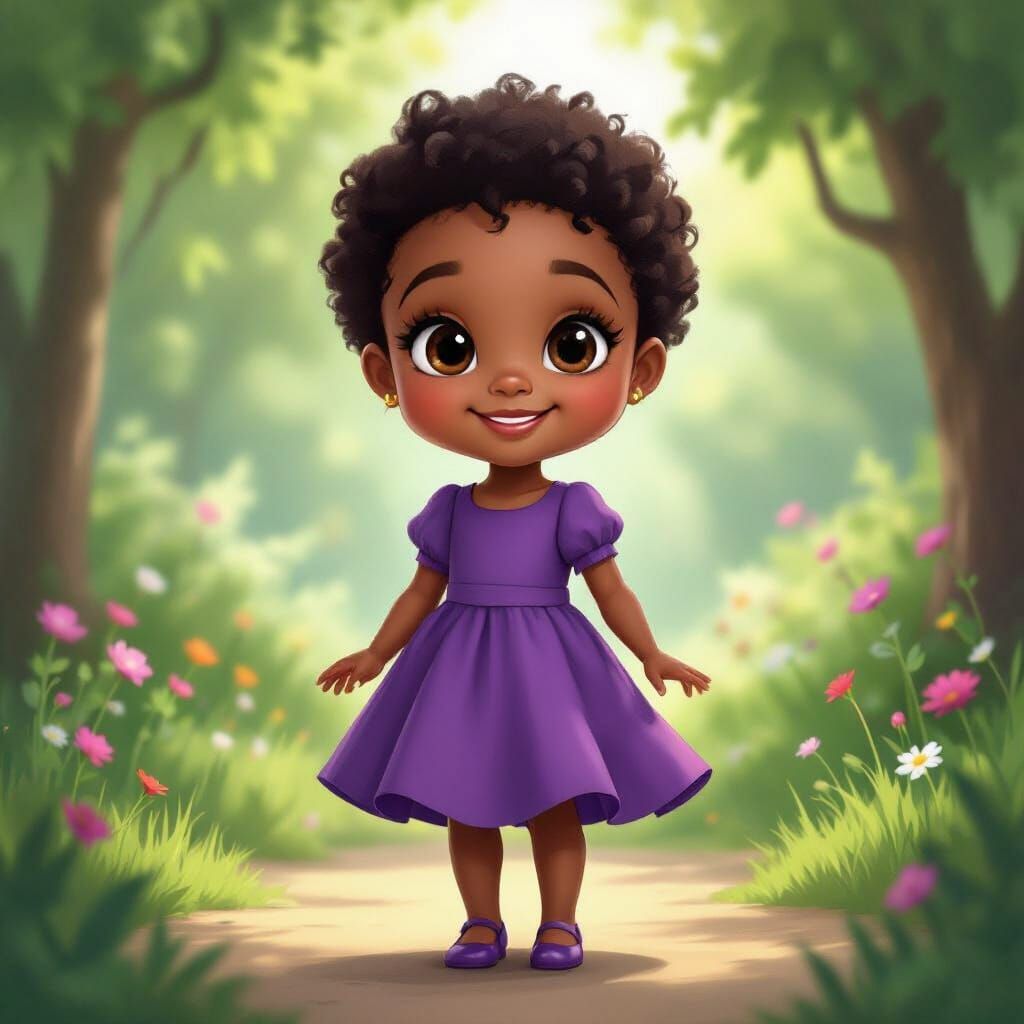 Chibi African American Girl in 4K Cartoon Style