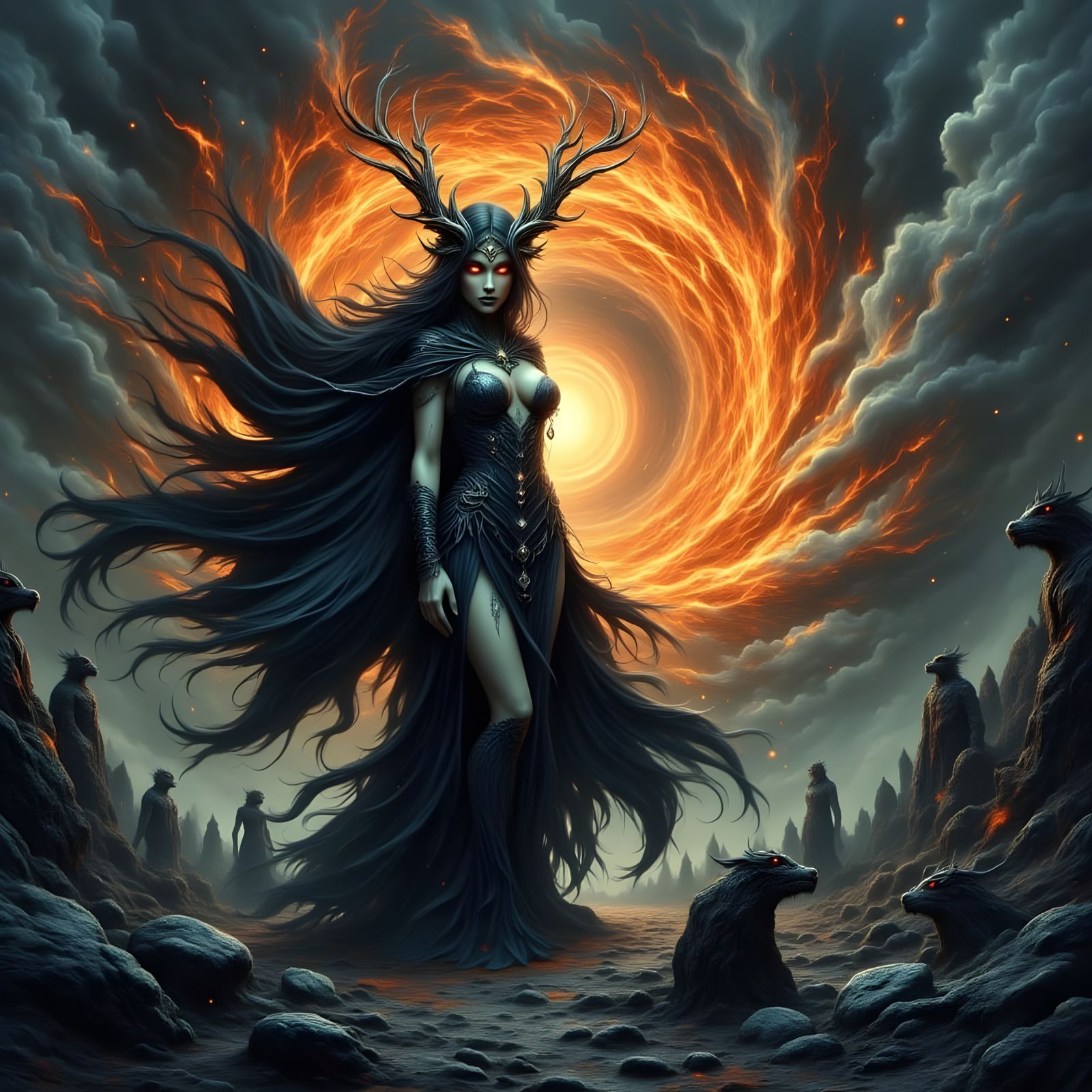 Evil Sorceress Emerges from Dark Portal