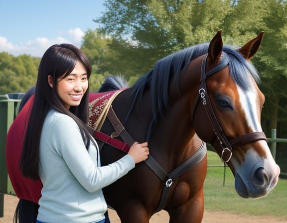 Two Girls With Dapple Horse
