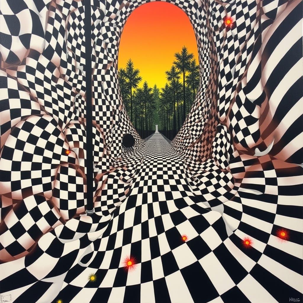Op Art Forest Illusion in Geometric Abstraction
