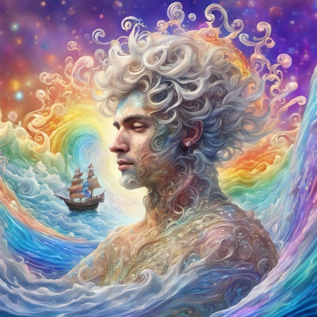 Glass Ship Wonderland: 3D Render Inspired by Klimt and Esche...